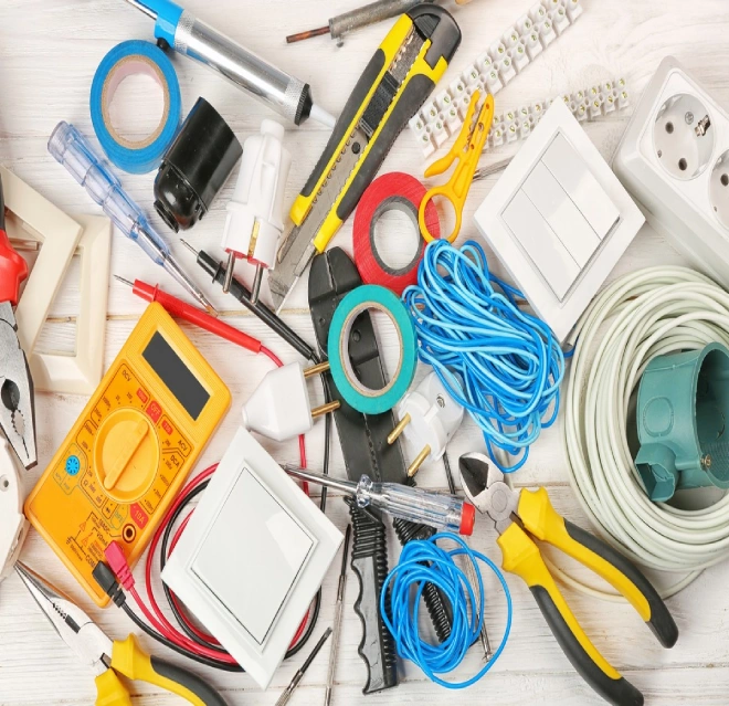 Set of tools used by electrician during electrical services in Stratmoor.