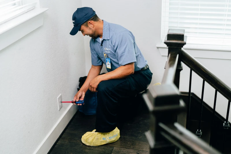 Mr. Electric electrician installing a power outlet