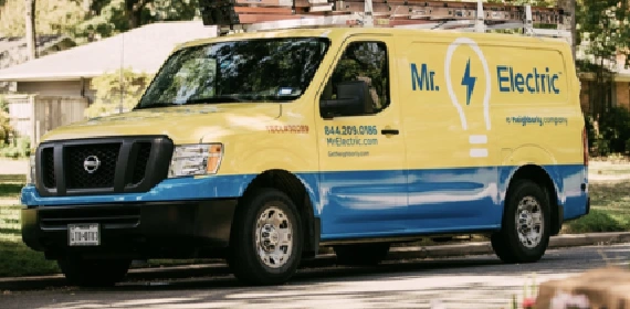 Mr. Electric blue and yellow van.