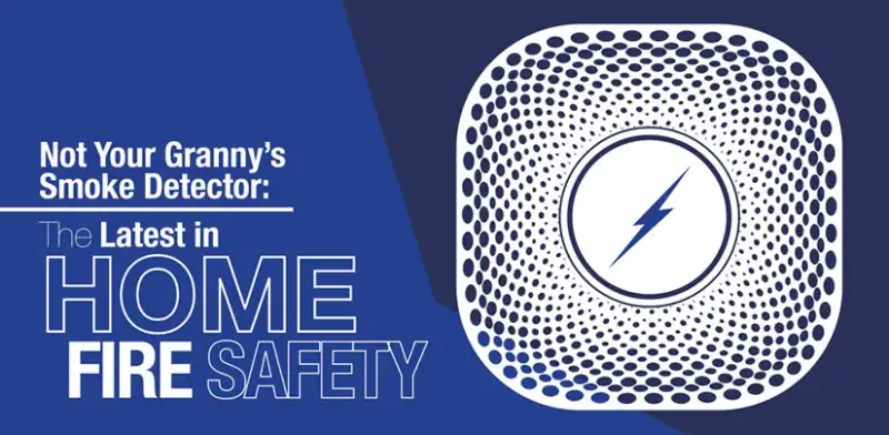 Illustration of smoke detector with a thunderbolt icon in the center.