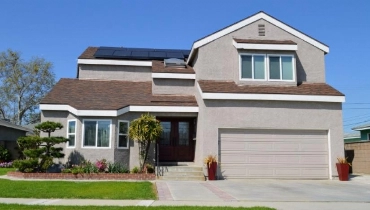 Residential home with solar panels on the roof