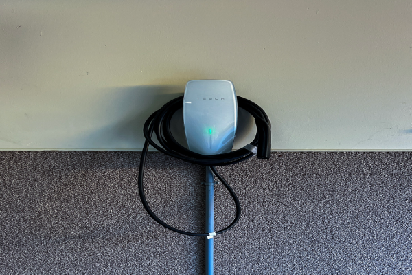 Level 2 home EV charger installed in the garage