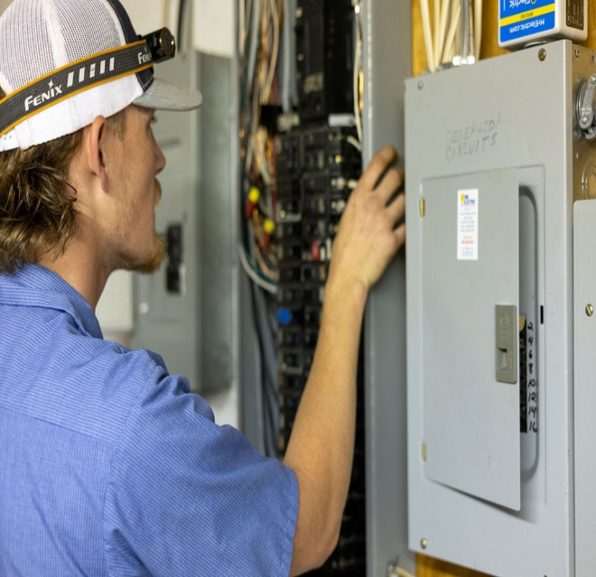 MRE Electrician working on a panel.