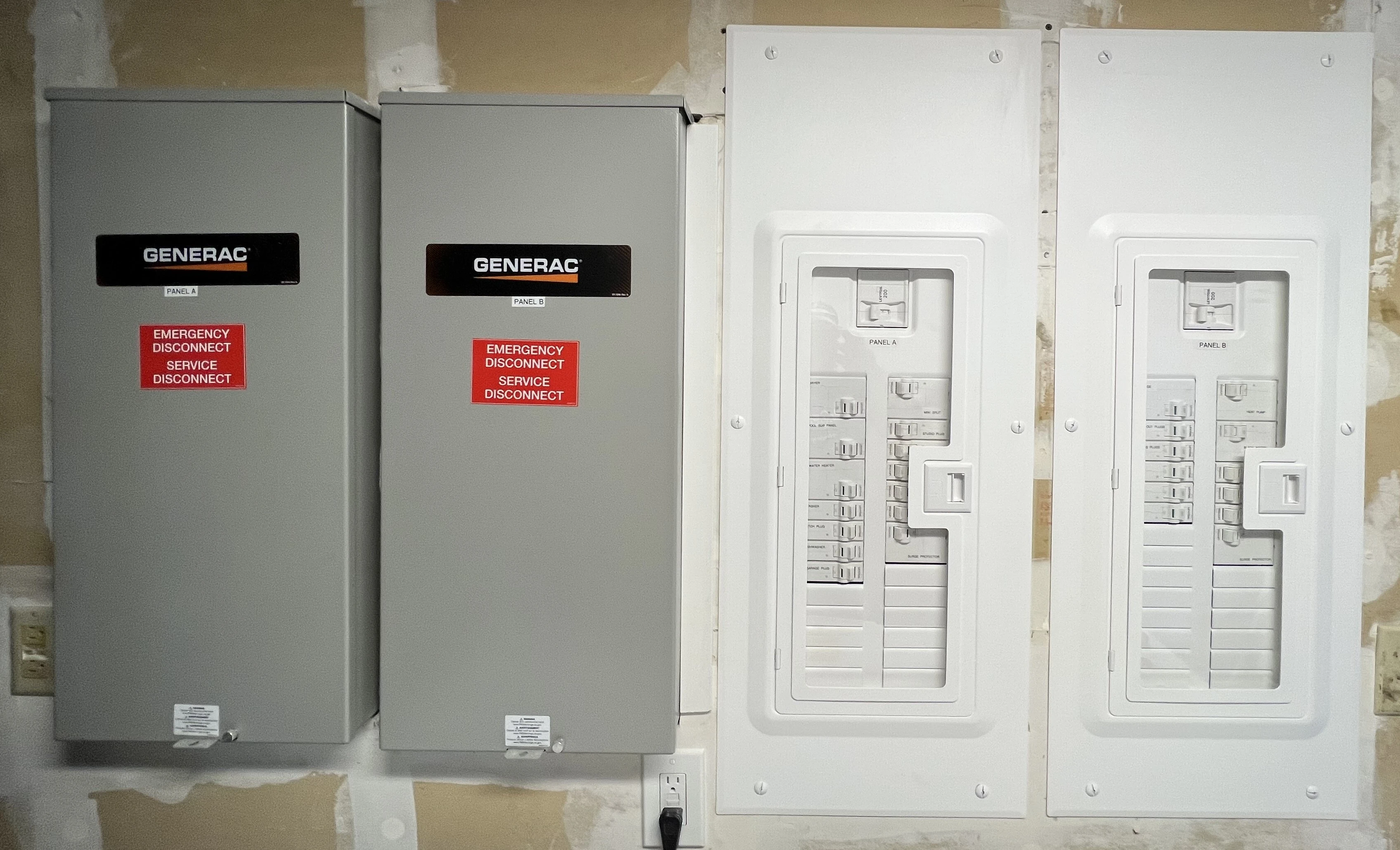 Two Generac Generator switch panels.