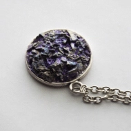 Purple grey drusy necklace.