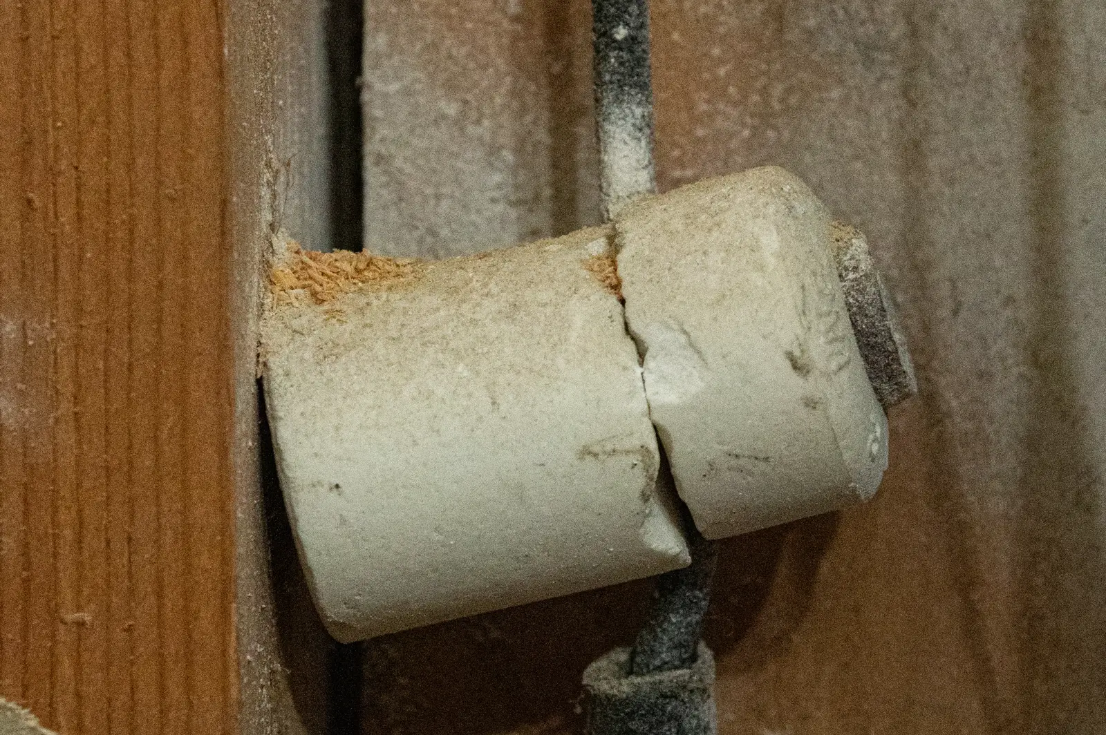 Damaged knob and tube wiring