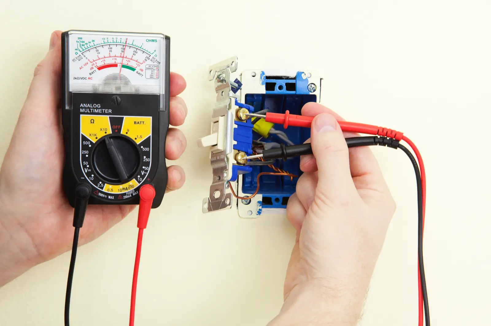 Testing a light switch with a multimeter