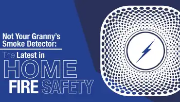 Illustration of smoke detector with a thunderbolt icon in the center.