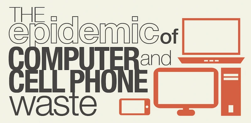 Graphic with title "The Epidemic of Cell Phone and Computer Waste".