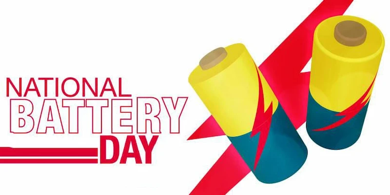 National battery day copy with a picture of two yellow and blue colored batteries.